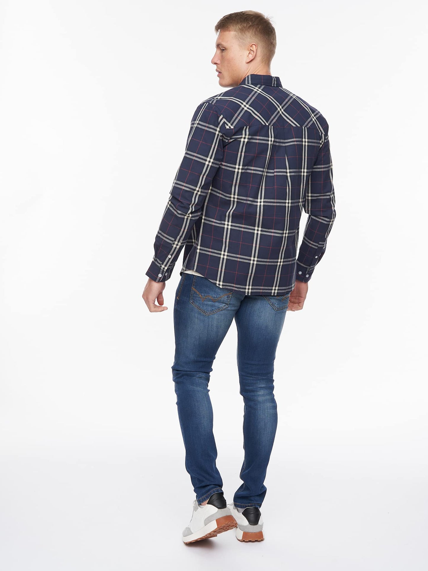 Bewley and Ritch Men's Full Sleeve Button-Up Easy Care Plain Stripe Shirt