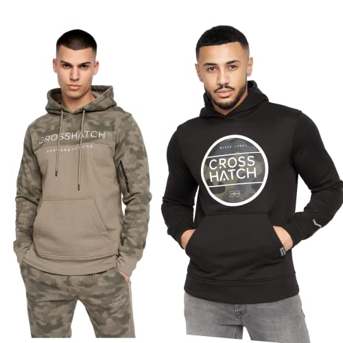Crosshatch Mens Casual Hoodie (2 Pack) Classic Graphic Hooded Long Sleeve Sweatshirt
