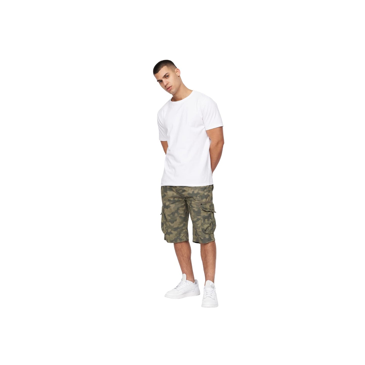 Crosshatch Mens Casual Cargo Combat Shorts Cotton Summer Knee Length Pants