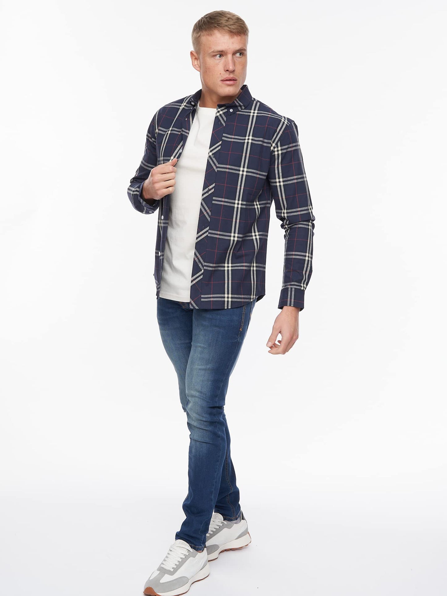 Bewley and Ritch Men's Full Sleeve Button-Up Easy Care Plain Stripe Shirt