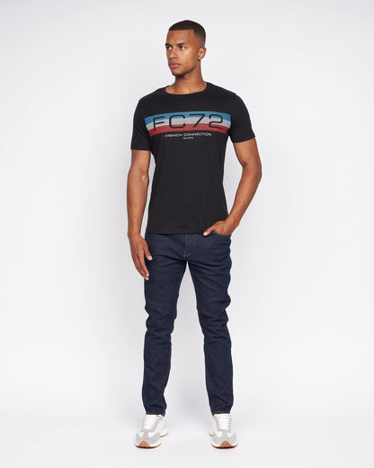 French Connection Mens Premium Half Sleeve Crew Neck T-Shirt with Letter Print Logo Design