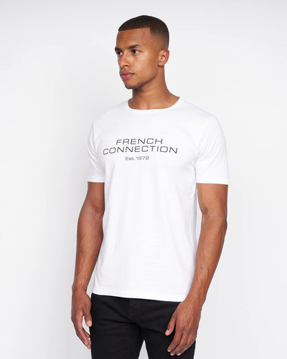 French Connection Mens Premium Half Sleeve Crew Neck T-Shirt with Letter Print Logo Design