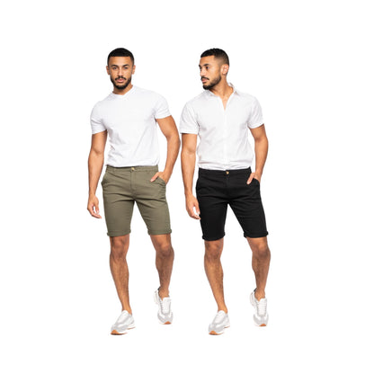 Crosshatch Mens Slim Fit Chino Cotton Summer Casual Shorts