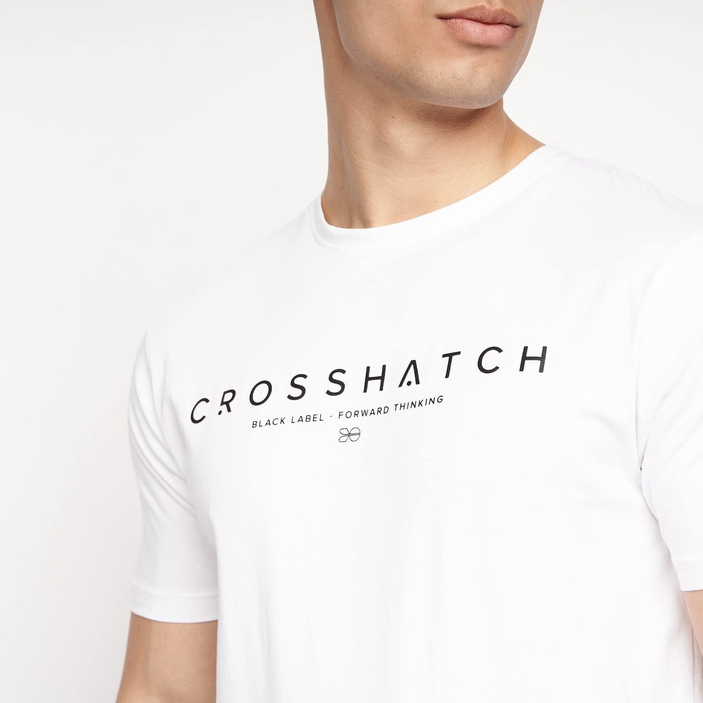 Crosshatch Men's Premium Half Sleeve Crew Neck T-Shirt with Letter Print Logo Design