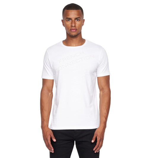 French Connection Mens Premium Half Sleeve Crew Neck T-Shirt with Letter Print Logo Design
