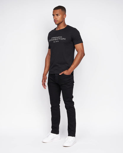 French Connection Mens Premium Half Sleeve Crew Neck T-Shirt with Letter Print Logo Design