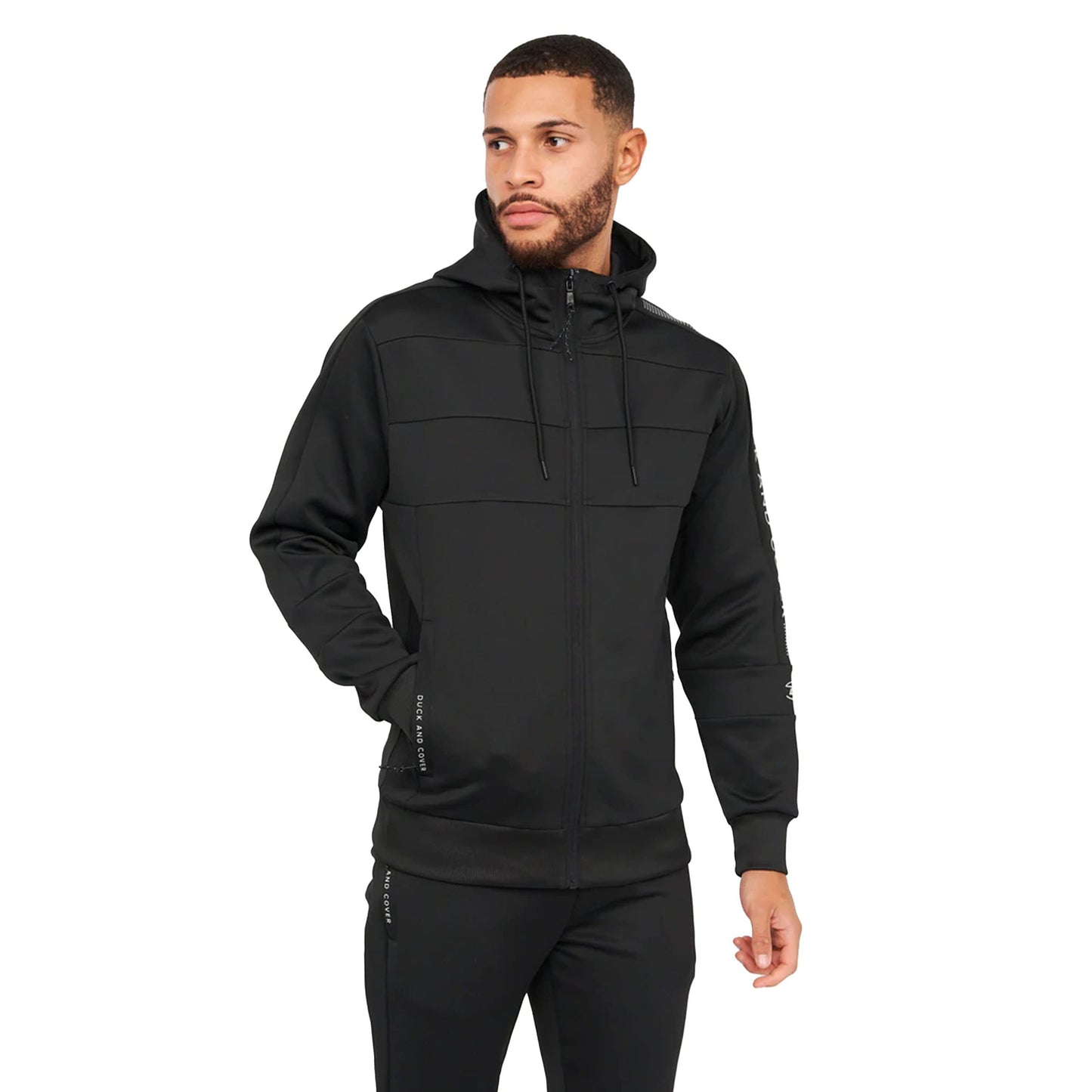 Duck and Cover - Mens Essential Full Tracksuit Sets - Full Zip Through Track Hoodie - Tricot Bottoms with Drawstring