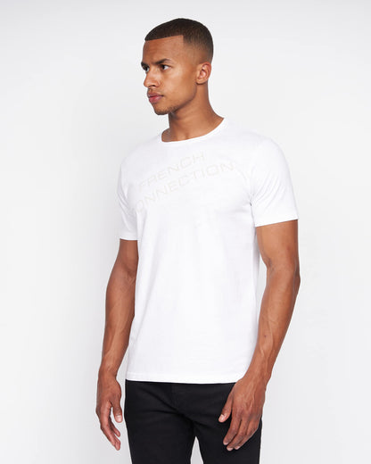 French Connection Mens Premium Half Sleeve Crew Neck T-Shirt with Letter Print Logo Design
