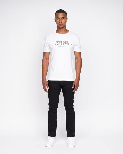 French Connection Mens Premium Half Sleeve Crew Neck T-Shirt with Letter Print Logo Design