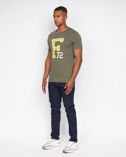 French Connection Mens Premium Half Sleeve Crew Neck T-Shirt with Letter Print Logo Design