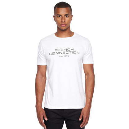 French Connection Mens Premium Half Sleeve Crew Neck T-Shirt with Letter Print Logo Design