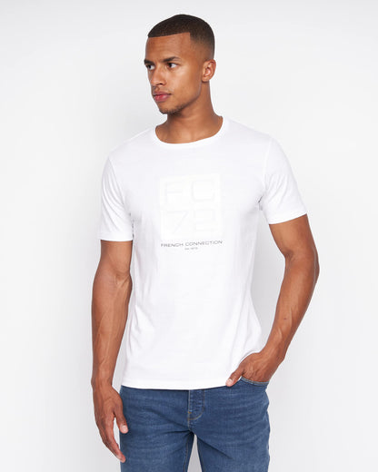 French Connection Mens Premium Half Sleeve Crew Neck T-Shirt with Letter Print Logo Design