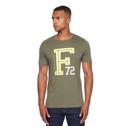 French Connection Mens Premium Half Sleeve Crew Neck T-Shirt with Letter Print Logo Design