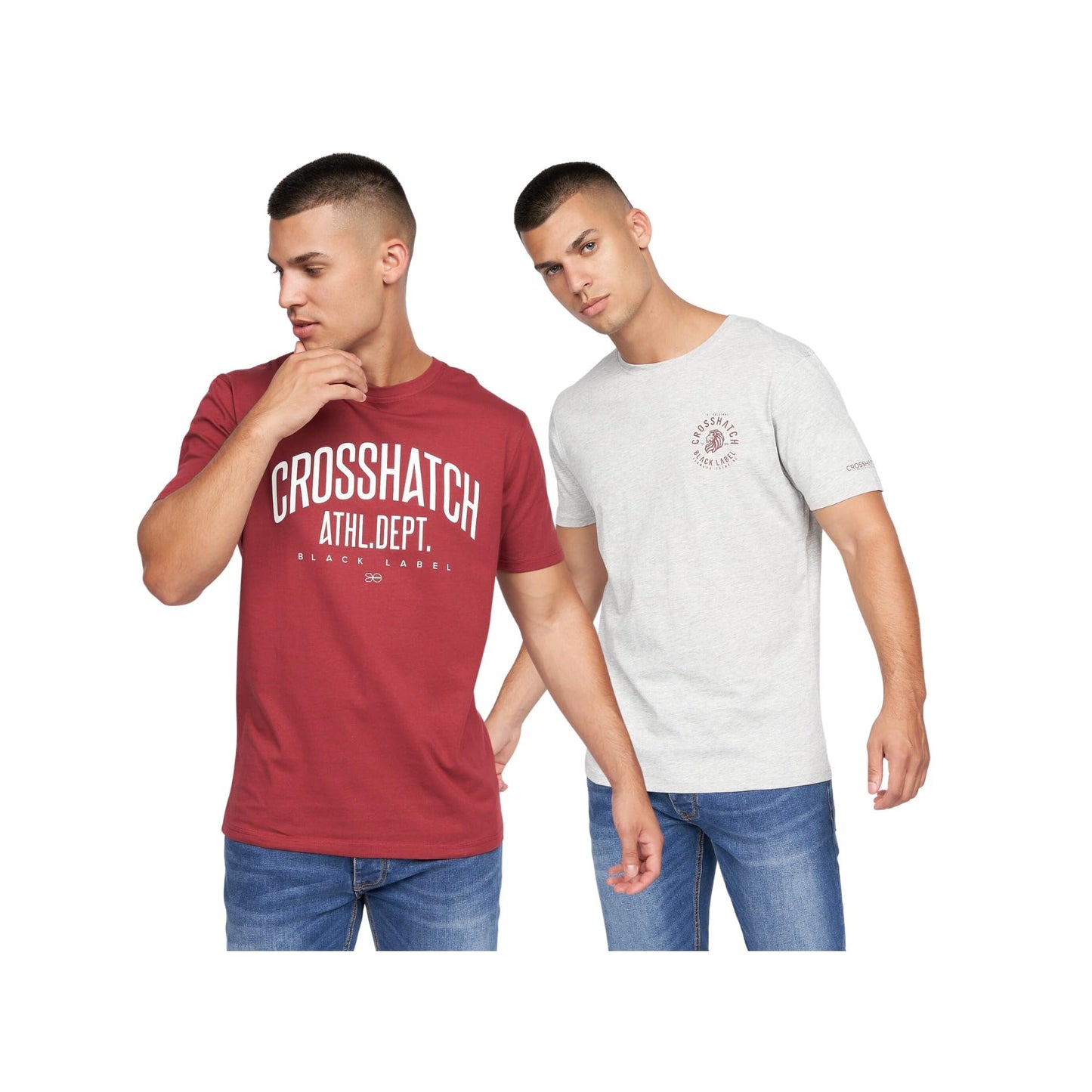Crosshatch Men's Premium Half Sleeve Crew Neck T-Shirt with Letter Print Logo Design