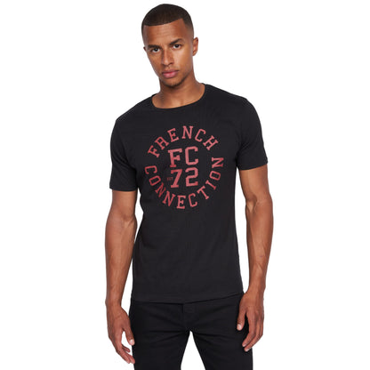 French Connection Mens Premium Half Sleeve Crew Neck T-Shirt with Letter Print Logo Design