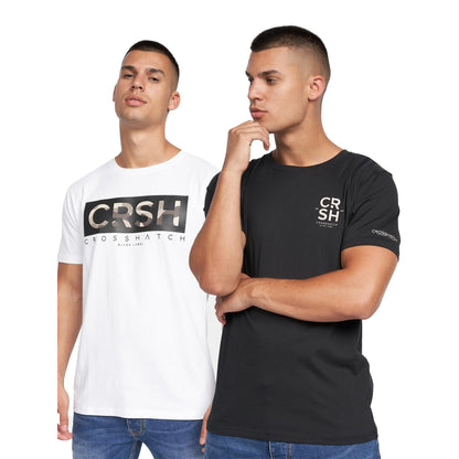 Crosshatch Men's Premium Half Sleeve Crew Neck T-Shirt with Letter Print Logo Design