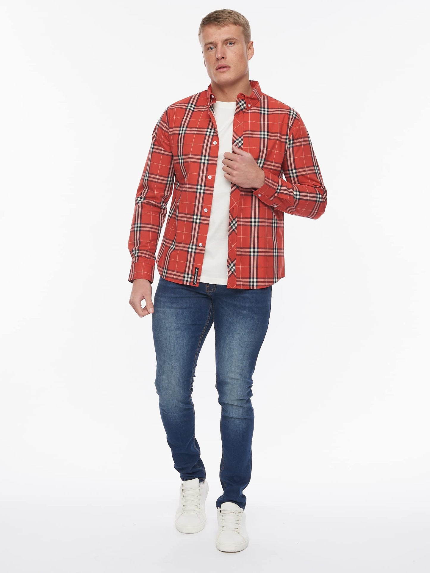 Bewley and Ritch Men's Full Sleeve Button-Up Easy Care Plain Stripe Shirt