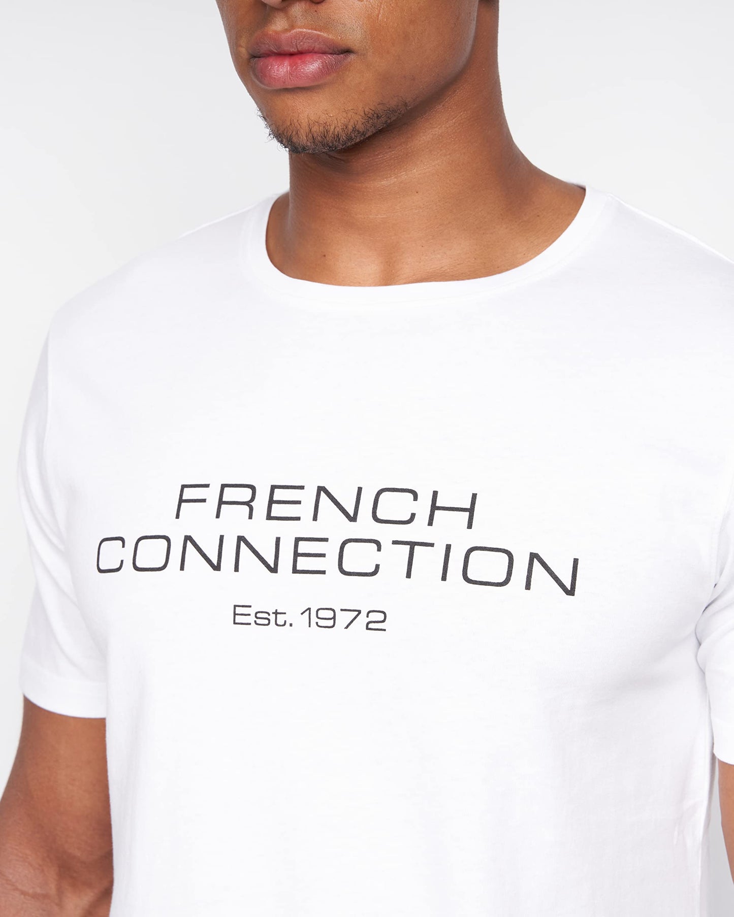 French Connection Mens Premium Half Sleeve Crew Neck T-Shirt with Letter Print Logo Design