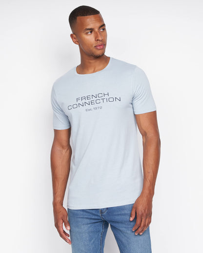 French Connection Mens Premium Half Sleeve Crew Neck T-Shirt with Letter Print Logo Design