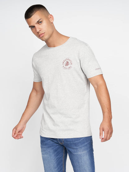 Crosshatch Men's Premium Half Sleeve Crew Neck T-Shirt with Letter Print Logo Design