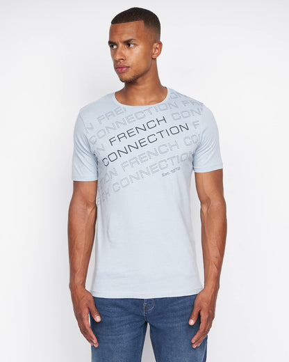 French Connection Mens Premium Half Sleeve Crew Neck T-Shirt with Letter Print Logo Design