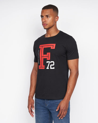 French Connection Mens Premium Half Sleeve Crew Neck T-Shirt with Letter Print Logo Design