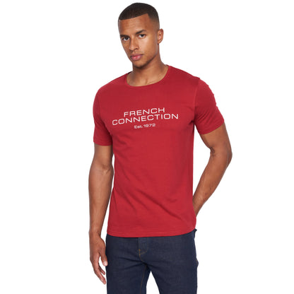 French Connection Mens Premium Half Sleeve Crew Neck T-Shirt with Letter Print Logo Design