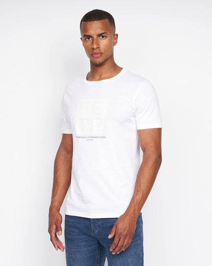 French Connection Mens Premium Half Sleeve Crew Neck T-Shirt with Letter Print Logo Design