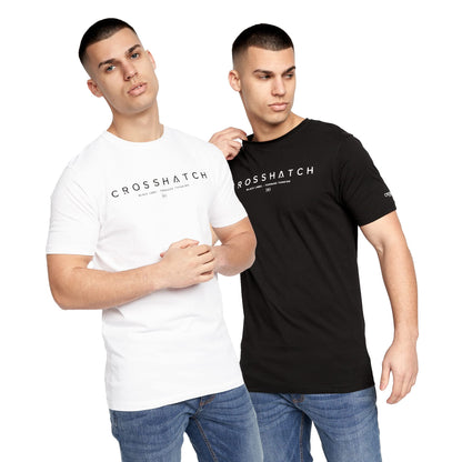Crosshatch Men's Premium Half Sleeve Crew Neck T-Shirt with Letter Print Logo Design