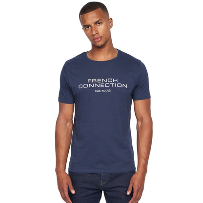French Connection Mens Premium Half Sleeve Crew Neck T-Shirt with Letter Print Logo Design