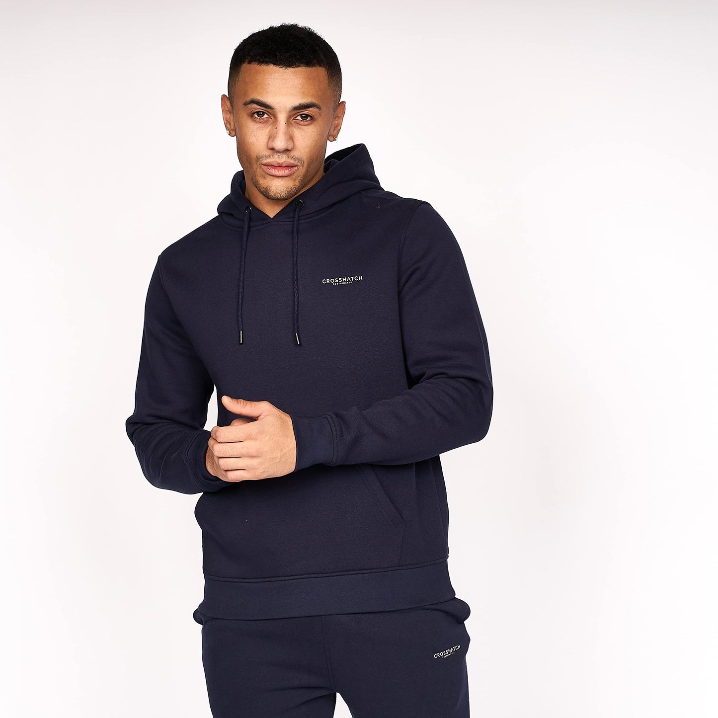 Crosshatch Mens Plain (2 Pack) Hoodie Casual Hooded Sweatshirt Overhead Pullover made from Sustainable Cotton and recycled plastic