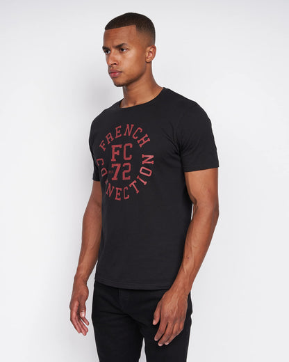 French Connection Mens Premium Half Sleeve Crew Neck T-Shirt with Letter Print Logo Design
