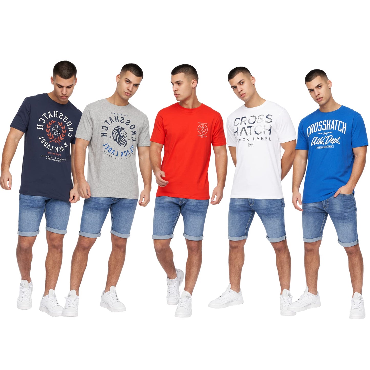 Crosshatch (6PACK) Classic Comfort, Endless Style - Men's Everyday Essentials Crew Neck T-Shirt, Designer Mens Tshirt – Your Perfect Set of Short Sleeve Tees