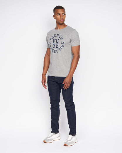 French Connection Mens Premium Half Sleeve Crew Neck T-Shirt with Letter Print Logo Design