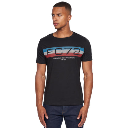 French Connection Mens Premium Half Sleeve Crew Neck T-Shirt with Letter Print Logo Design