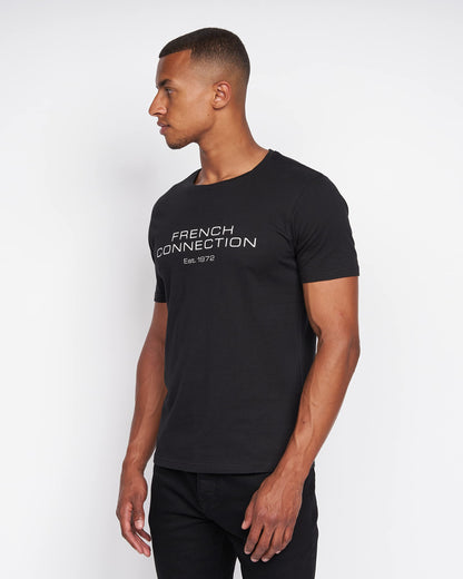 French Connection Mens Premium Half Sleeve Crew Neck T-Shirt with Letter Print Logo Design