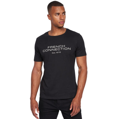 French Connection Mens Premium Half Sleeve Crew Neck T-Shirt with Letter Print Logo Design