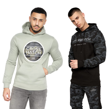 Crosshatch Mens Casual Hoodie (2 Pack) Classic Graphic Hooded Long Sleeve Sweatshirt