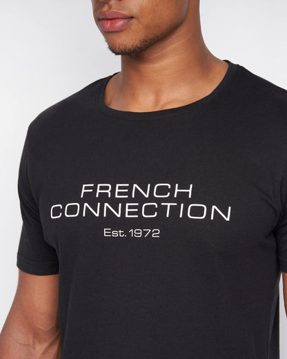 French Connection Mens Premium Half Sleeve Crew Neck T-Shirt with Letter Print Logo Design