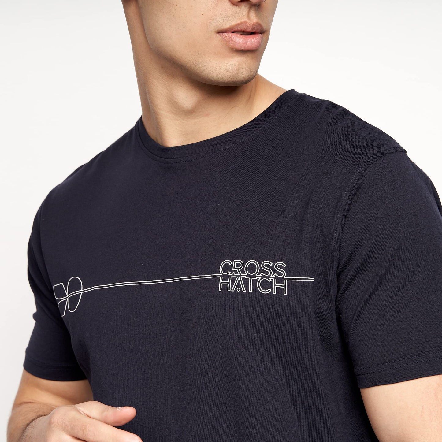 Crosshatch Men's Premium Half Sleeve Crew Neck T-Shirt with Letter Print Logo Design