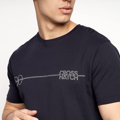 Crosshatch Men's Premium Half Sleeve Crew Neck T-Shirt with Letter Print Logo Design