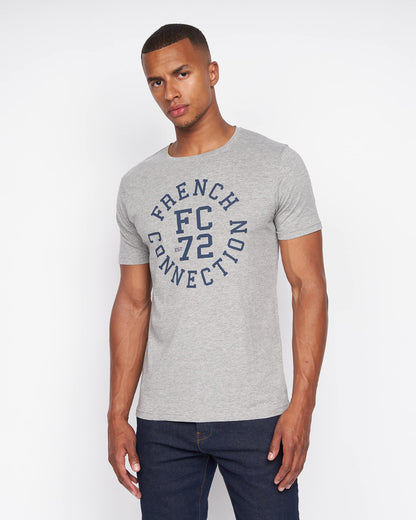 French Connection Mens Premium Half Sleeve Crew Neck T-Shirt with Letter Print Logo Design