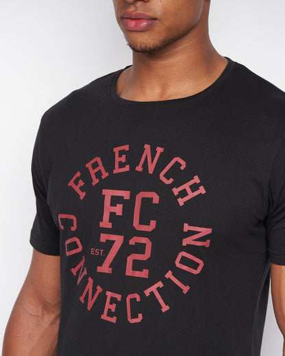 French Connection Mens Premium Half Sleeve Crew Neck T-Shirt with Letter Print Logo Design