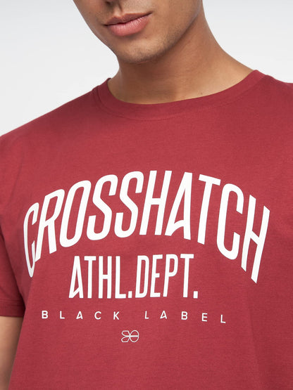Crosshatch Men's Premium Half Sleeve Crew Neck T-Shirt with Letter Print Logo Design