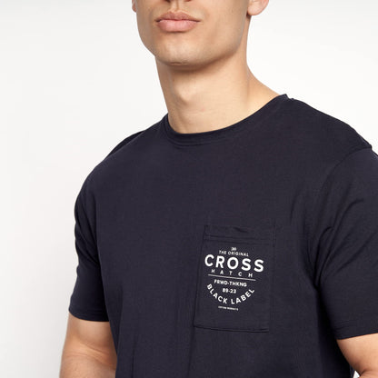 Crosshatch Men's Premium Half Sleeve Crew Neck T-Shirt with Letter Print Logo Design