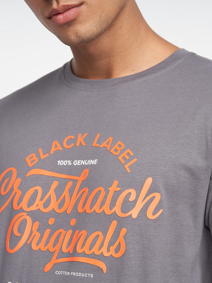 Crosshatch Men's Premium Half Sleeve Crew Neck T-Shirt with Letter Print Logo Design
