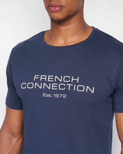 French Connection Mens Premium Half Sleeve Crew Neck T-Shirt with Letter Print Logo Design