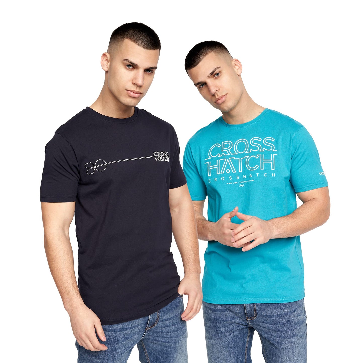 Crosshatch Men's Premium Half Sleeve Crew Neck T-Shirt with Letter Print Logo Design