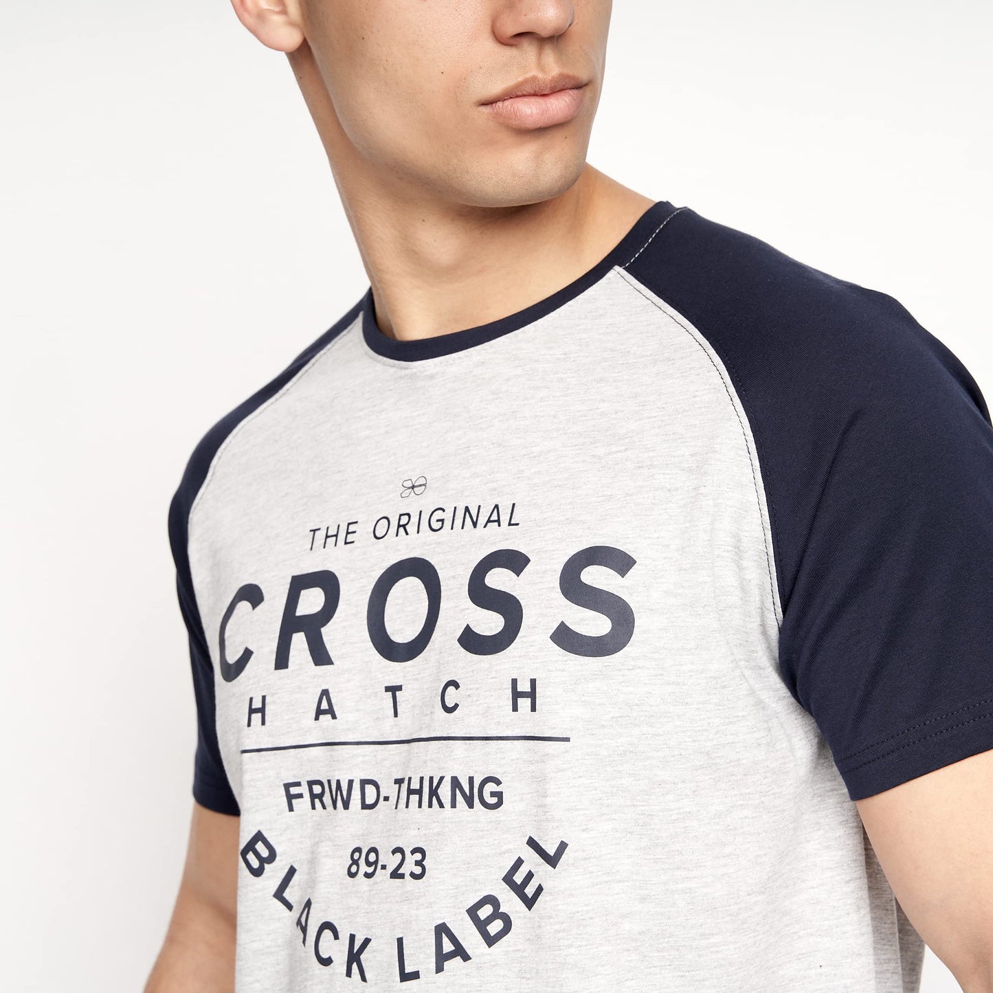 Crosshatch Men's Premium Half Sleeve Crew Neck T-Shirt with Letter Print Logo Design
