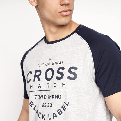 Crosshatch Men's Premium Half Sleeve Crew Neck T-Shirt with Letter Print Logo Design